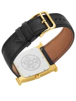 Very Large Heure H Gold Plated Leather Strap Watch