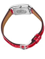 Small Cape Cod Steel Croc-Embossed Leather Strap Watch With Diamonds