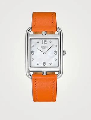 Cape Cod GM Leather Strap Watch With Diamonds, 29 x 29mm
