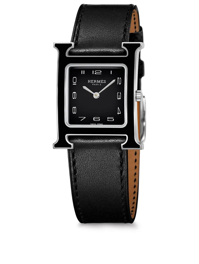 Heure H Stainless Steel Leather Strap Watch