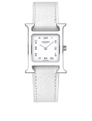 Heure H PM Leather Strap Watch, 21 x 21mm