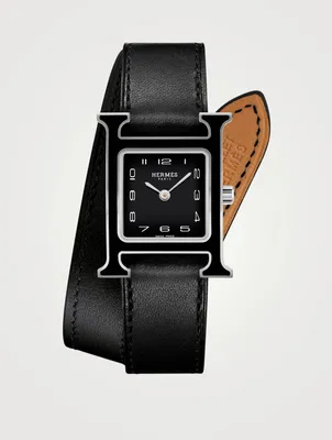 Heure H PM Double Tour Leather Strap Watch