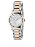 G-Timeless Stainless Steel Bracelet Watch With Mother Of Pearl