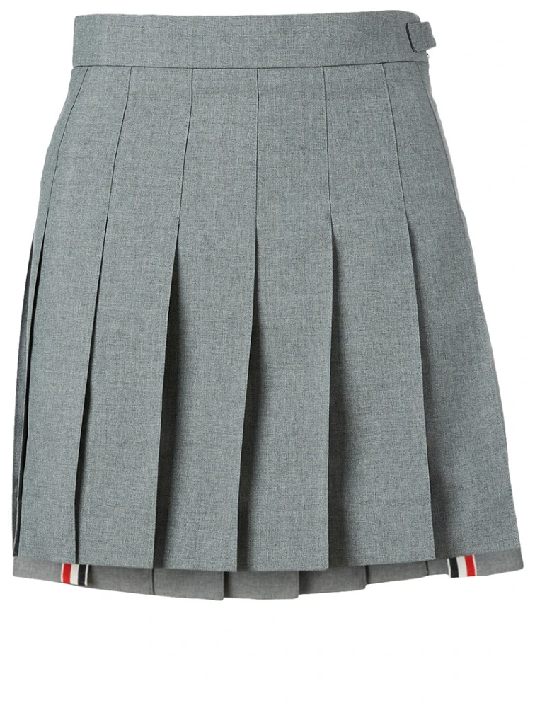Wool-Blend Pleated Mini Skirt