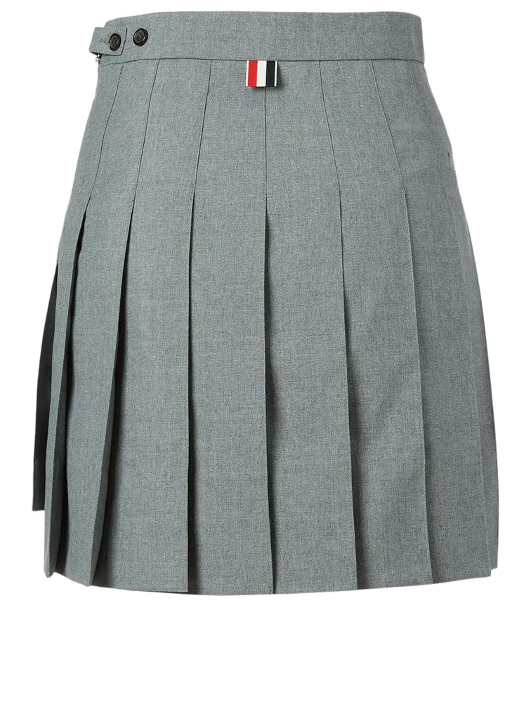 Wool-Blend Pleated Mini Skirt
