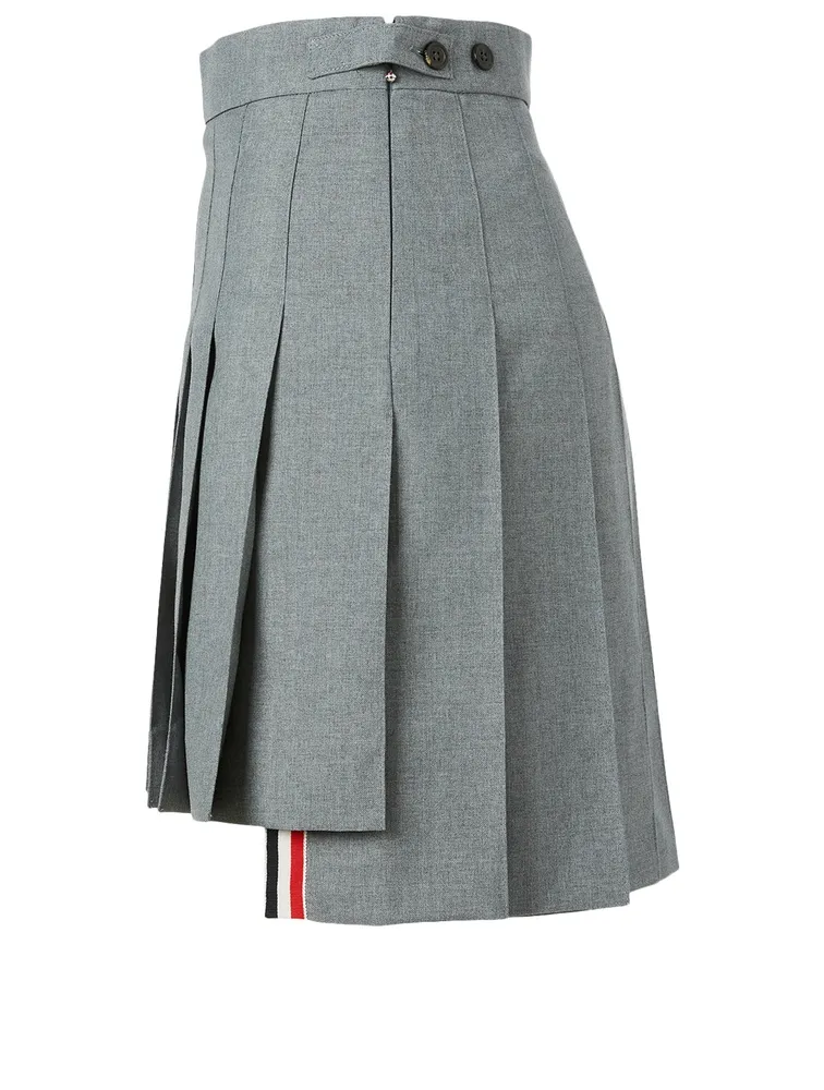 Wool-Blend Pleated Mini Skirt