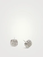 Carved Chain Pavé Stud Earrings