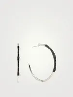 Large Bamboo Silver Hoop Earrings