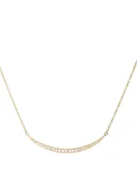 Mini 14K Gold Crescent Necklace With Diamonds