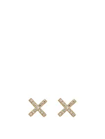 14K Gold X Stud Earrings With Diamonds