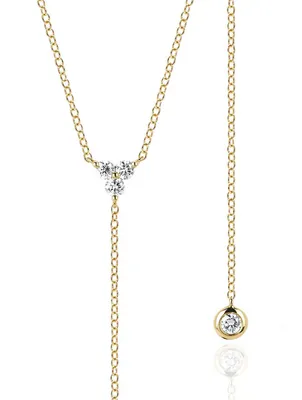 14K Gold Lariat Necklace With Diamonds