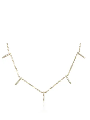 14K Gold Five-Bar Necklace With Diamonds