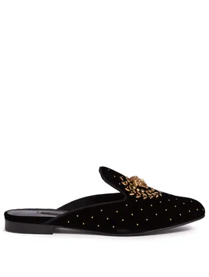 Medusa Leaves Velvet Mules