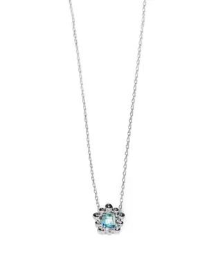 Micro Dew Drop Silver Solitaire Necklace With Topaz