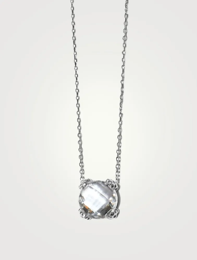 Mini Dew Drop Silver Cluster Necklace With White Topaz