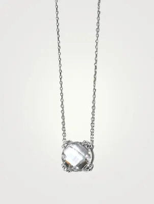 Mini Dew Drop Silver Cluster Necklace With White Topaz