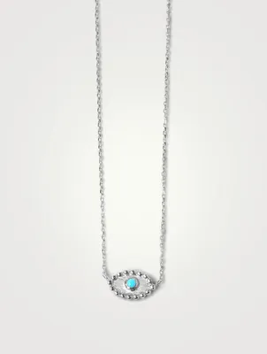 Dew Drop Silver Evil Eye Necklace With Turquoise