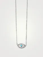 Dew Drop Silver Evil Eye Necklace With Turquoise