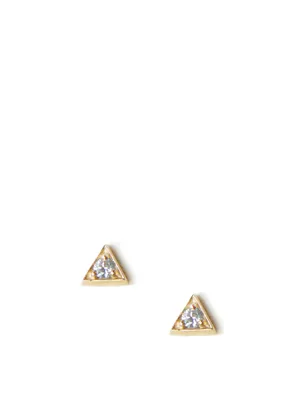 Cléo 14K Gold Triangle Stud Earrings With Diamonds