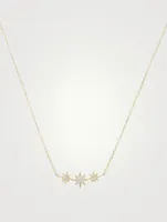 Aztec 14K Gold North Star Micro Bar Necklace With Diamonds