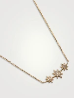 Aztec 14K Gold North Star Micro Bar Necklace With Diamonds