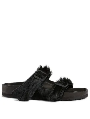 Leather Birkenstock x Rick Owens Sandals With Fur