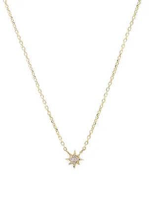Micro Aztec 14K Gold North Star Necklace With Diamonds