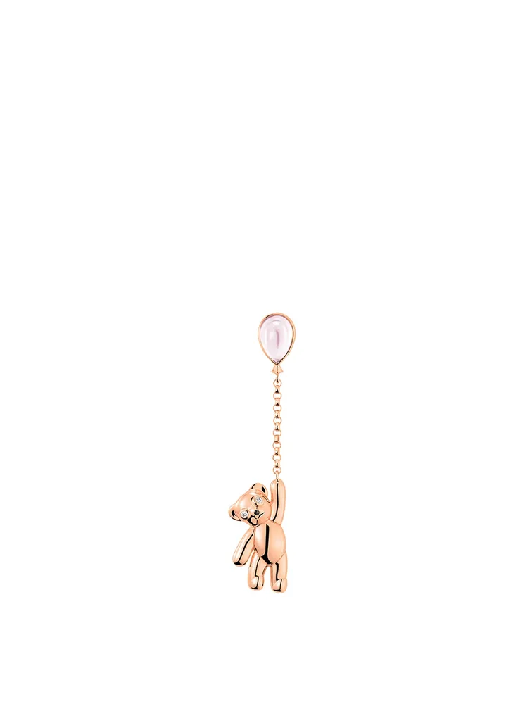 Bo Bo Mini Chocky 18K Rose Gold Earring With Diamonds And Quartz