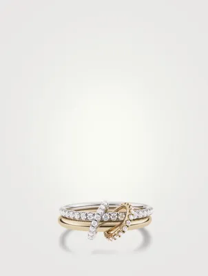 Ceres 18K Yellow Gold Stacked Ring With Diamonds