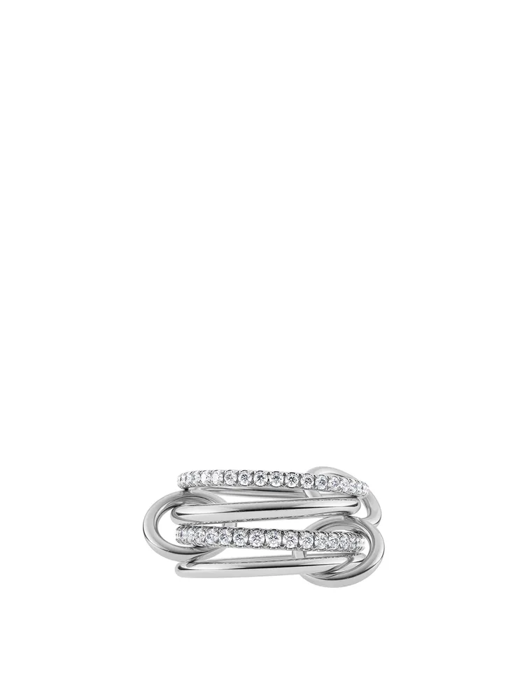 Polaris SP 18K White And Yellow Gold Stacked Ring With Diamonds