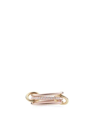 Sonny 18K Yellow And Rose Gold Stacked Ring With Diamonds