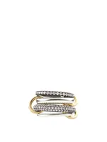 Vega SG Sterling Silver And 18K Gold Stacked Ring With Diamonds