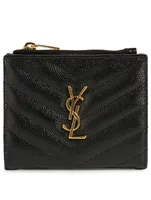 YSL Monogram Leather Zipped Card Holder