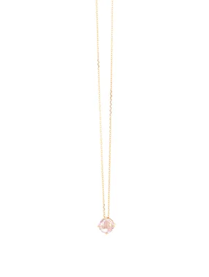 14K Yellow Gold Necklace With Rose De France And Diamond Amalfi Pendant