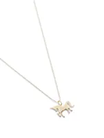 14K Yellow Gold Unicorn Charm Necklace With Diamonds