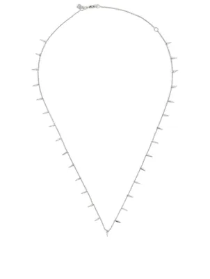 Small 14K White Gold Fringe Necklace With Pave Diamonds
