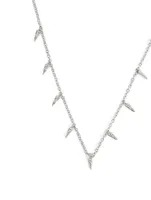 Small 14K White Gold Fringe Necklace With Pave Diamonds