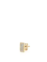 Small 14K Yellow Gold Rectangle Stud Earring With Diamonds