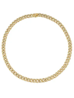 Small 14K Yellow Gold Link Necklace With Diamonds