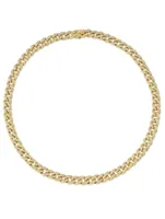 Small 14K Yellow Gold Link Necklace With Diamonds