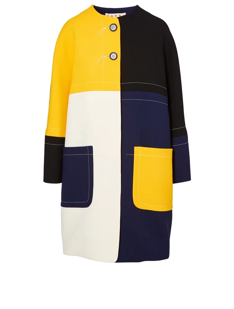 Colourblock Wool Coat
