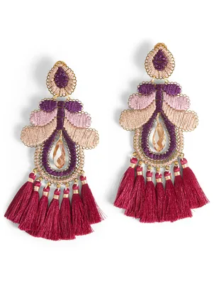 Curubas Gold-Plated Bronze Earrings With Metallic Thread