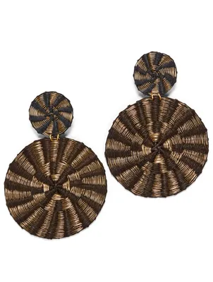 Dol Soles Ceniza Gold-Plated Bronze And Raffia Earrings