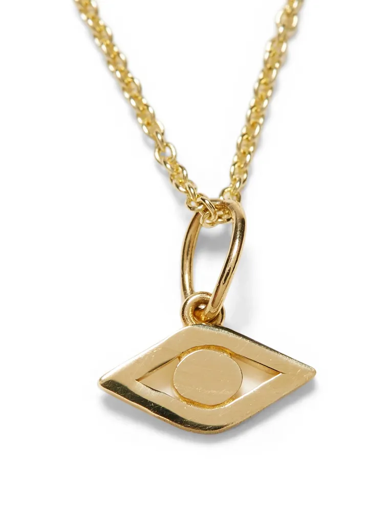 Tiny Pure 14K Yellow Gold Evil Eye Charm Necklace