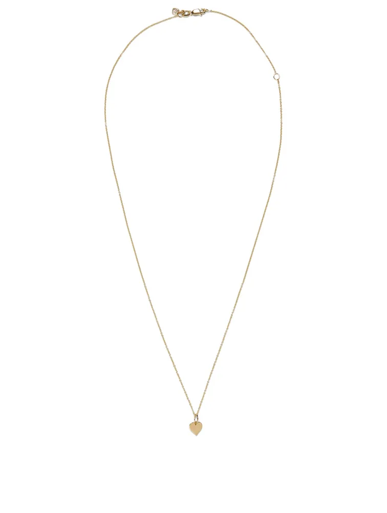 Tiny Pure 14K Yellow Gold Heart Charm Necklace