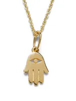 Tiny Pure 14K Yellow Gold Hamsa Charm Necklace