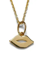 Tiny Pure 14K Yellow Gold Lips Charm Necklace