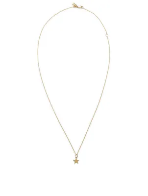 Tiny Pure 14K Yellow Gold Star Charm Necklace