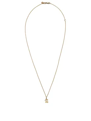 Tiny Pure 14K Yellow Gold Cherries Charm Necklace