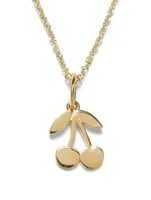 Tiny Pure 14K Yellow Gold Cherries Charm Necklace